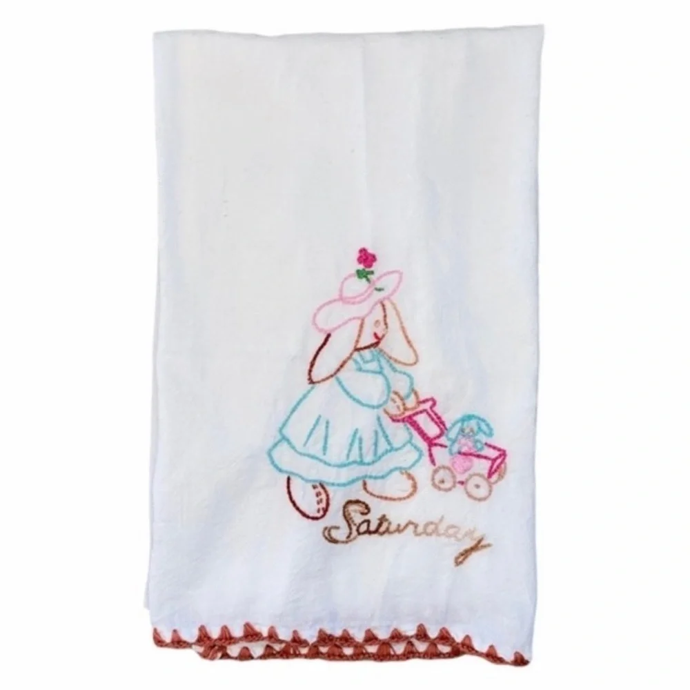 Day of the Week Embroidered Tea Towel